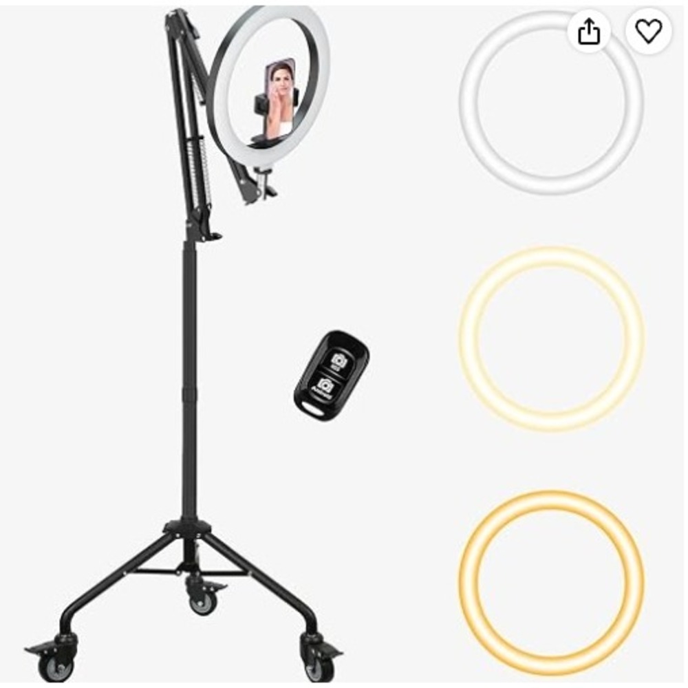 Luxsure 10in Cantilever Bracket Lamp F-620 Ring Light Tripod w Casters